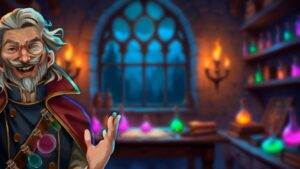 spinmatic logo showing a magician in his workshop