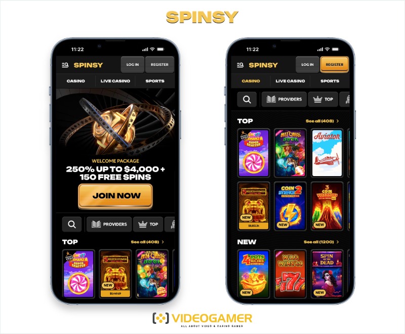 A screenshot of the Spinsy Casino app offering online blackjack in Australia