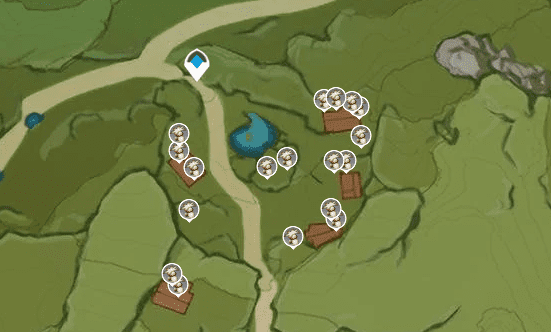Map of Philanemo Mushroom icons in Springvale in Genshin Impact (Image taken by VideoGamer via Hoyo's Interactive Map)