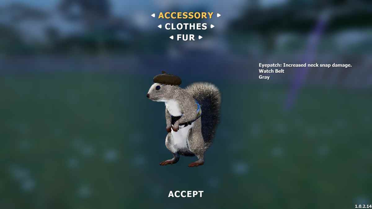 Eyepatch effect shown in the Outfits menu.