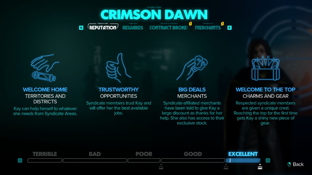 Star Wars Outlaws Best Faction - Crimson Dawn Reputation screen