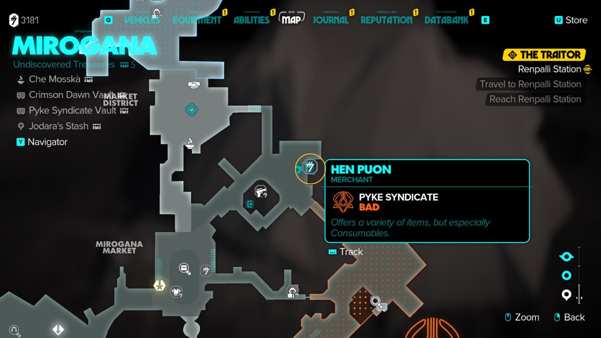 Star Wars Outlaws Counterfeit Credits - Map showing the location of the merchant