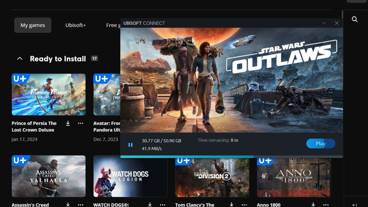 Star Wars Outlaws crashing - game downloading