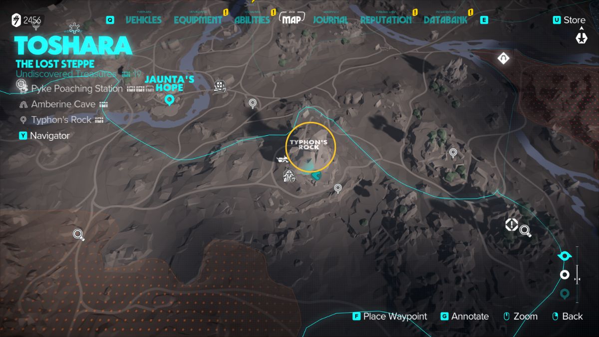 Star wars Outlaws Fast Shot Trigger - Map showing the location of Typhon's Rock