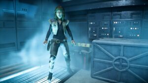 Star Wars Outlaws Ion Capacitator Charge - Kay Vess standing near chest