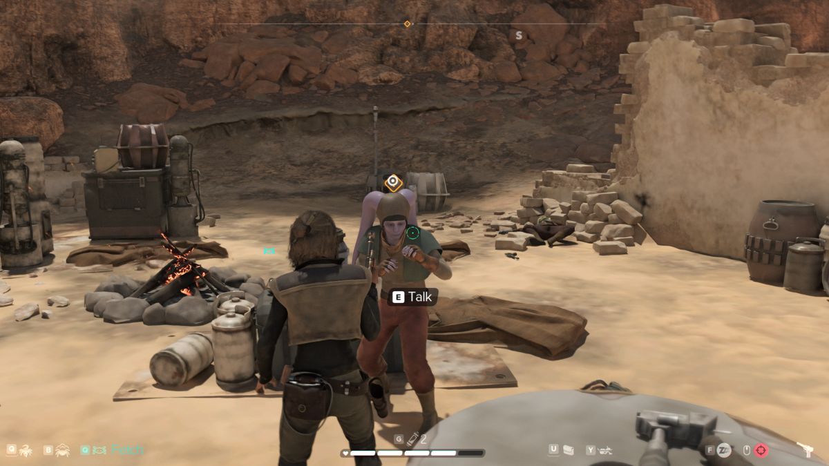 Star Wars Outlaws Missing Brother - Kay talking to Yorn