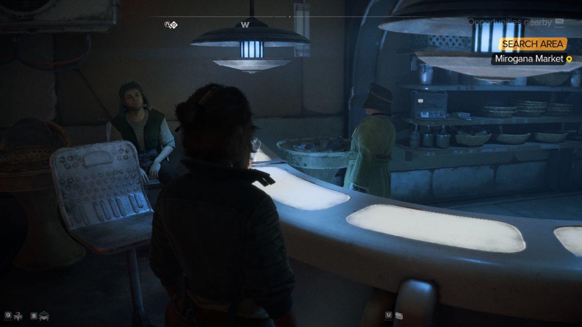 Star Wars Outlaws Rejected Quest Guide - Kay standing at the bar in the market