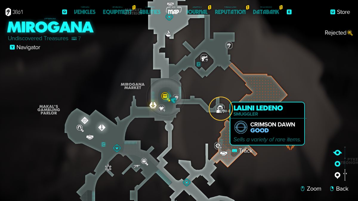 Star Wars Outlaws Rejected Quest Guide - Map showing the location of Lalini