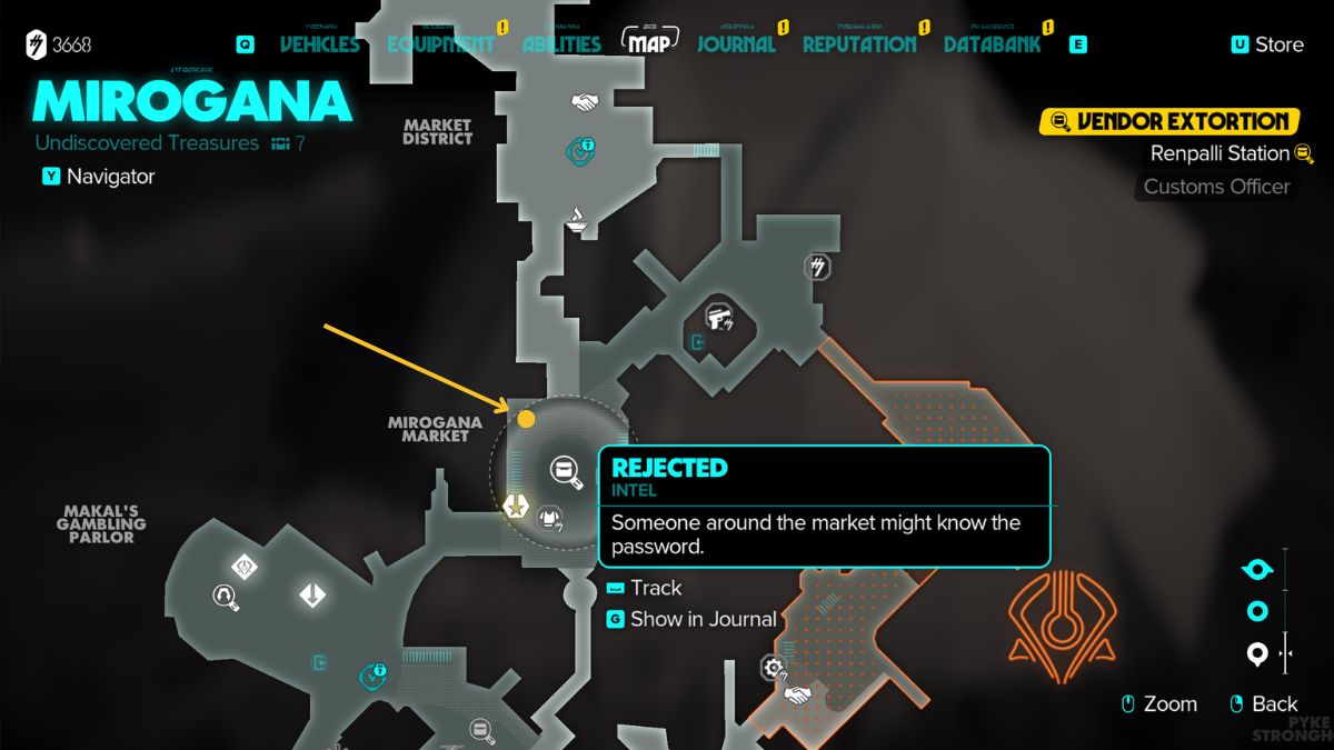 Star Wars Outlaws Rejected Quest Guide - Map showing the location of the password