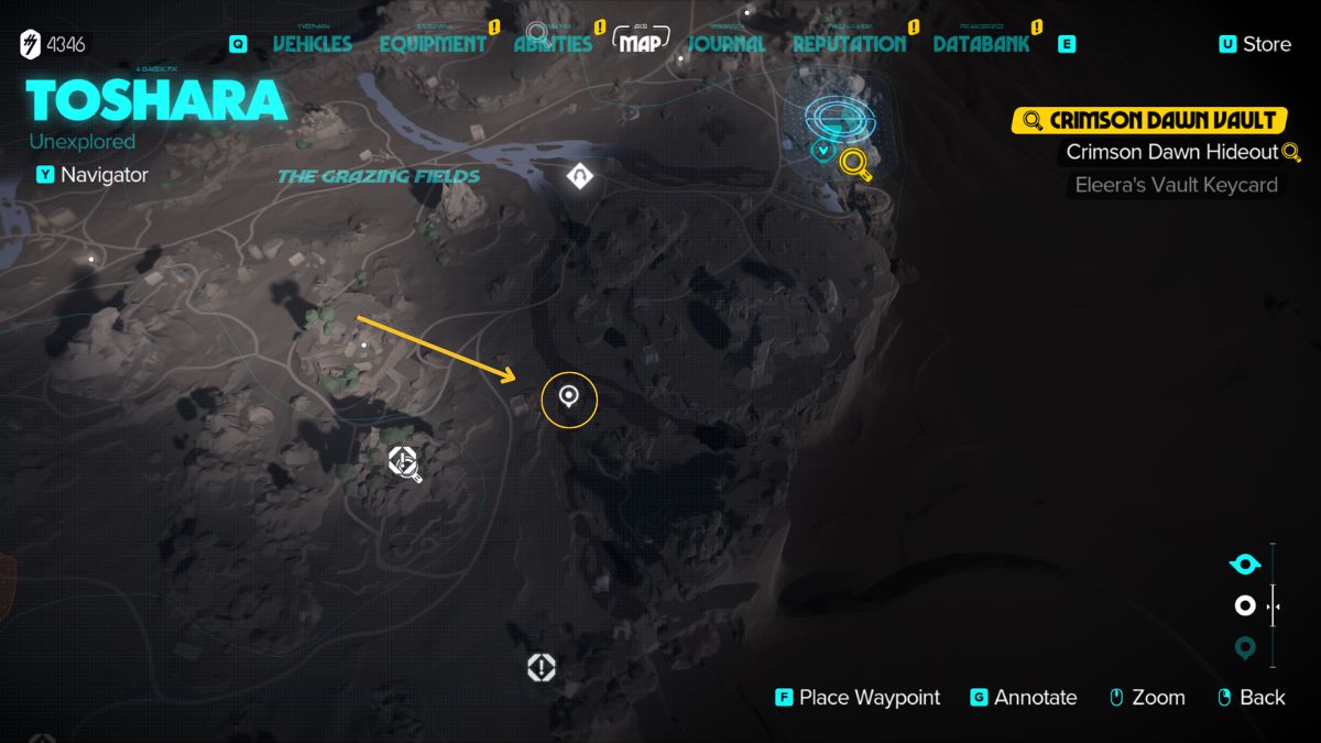 Star Wars Outlaws Speeder Crash - Map showing the location of the crashed speeder intel