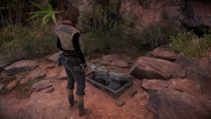 Star Wars Outlaws Stolen Imperial Goods - Kay standing near imperial cache.