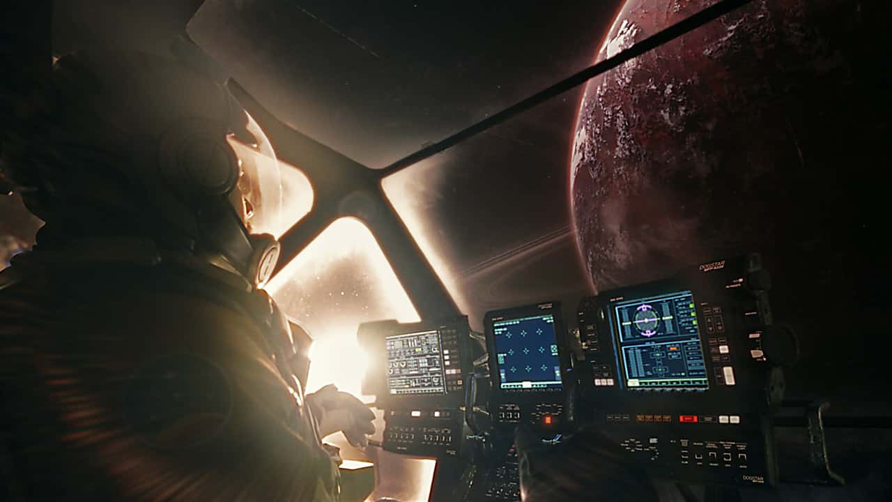 Starfield cockpit from live action trailer