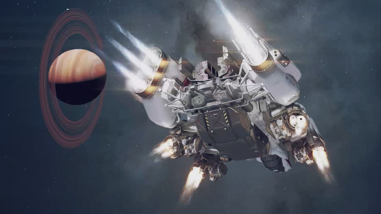 Starfield spaceship in flight