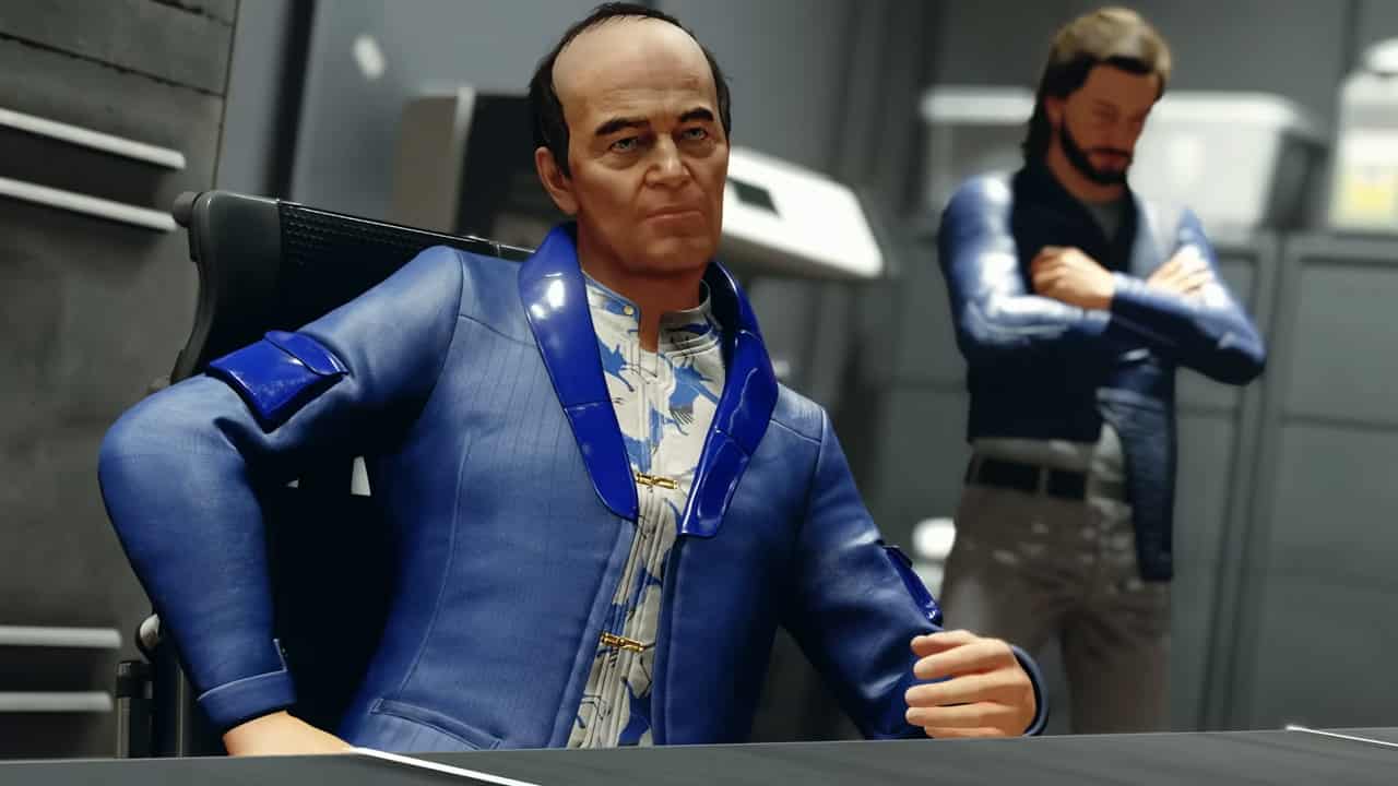 Starfield boss sitting at desk contraband
