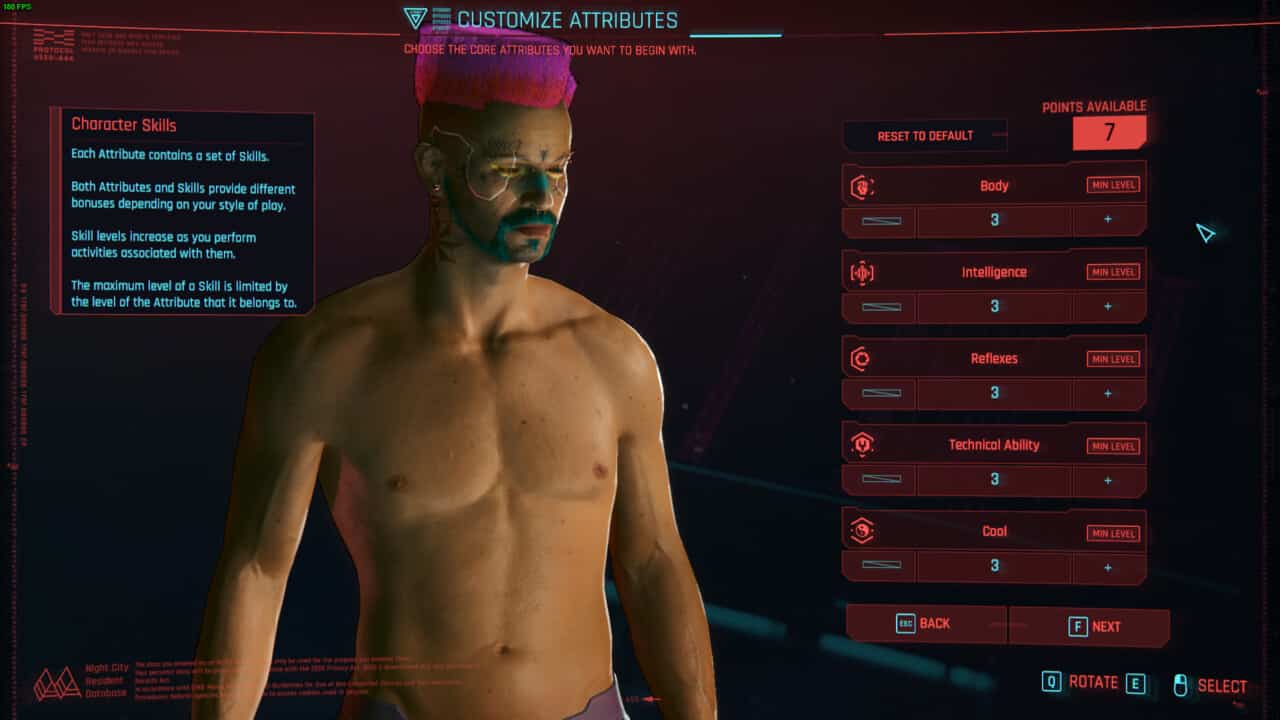 Cyberpunk 2077 best starting attributes for 2.0 and Phantom Liberty: assigning starting Attributes in character creator.