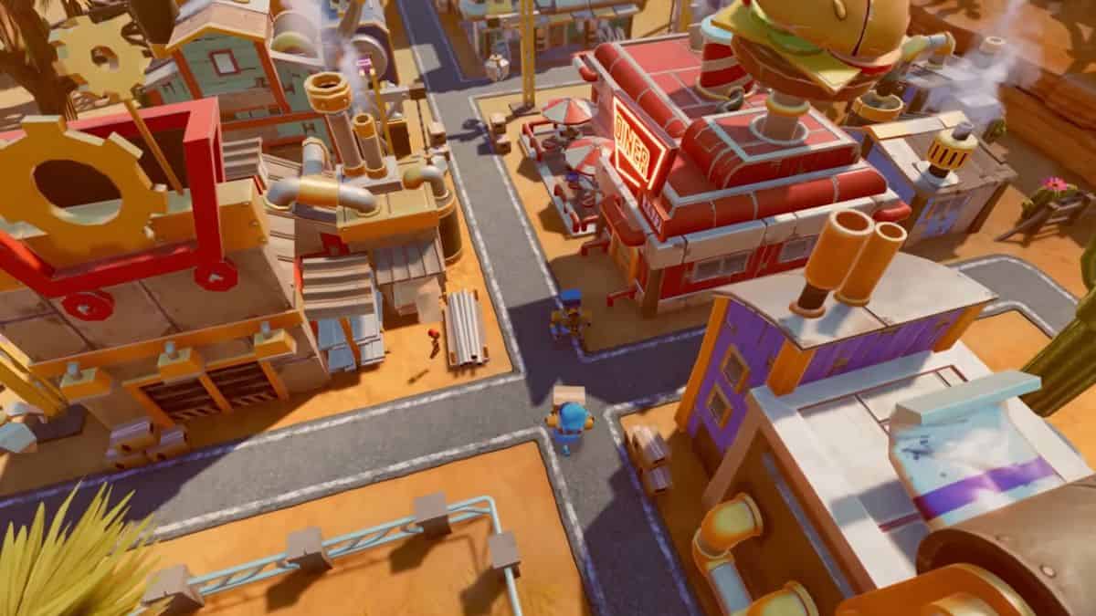 A multiplayer screenshot of a city in a video game.