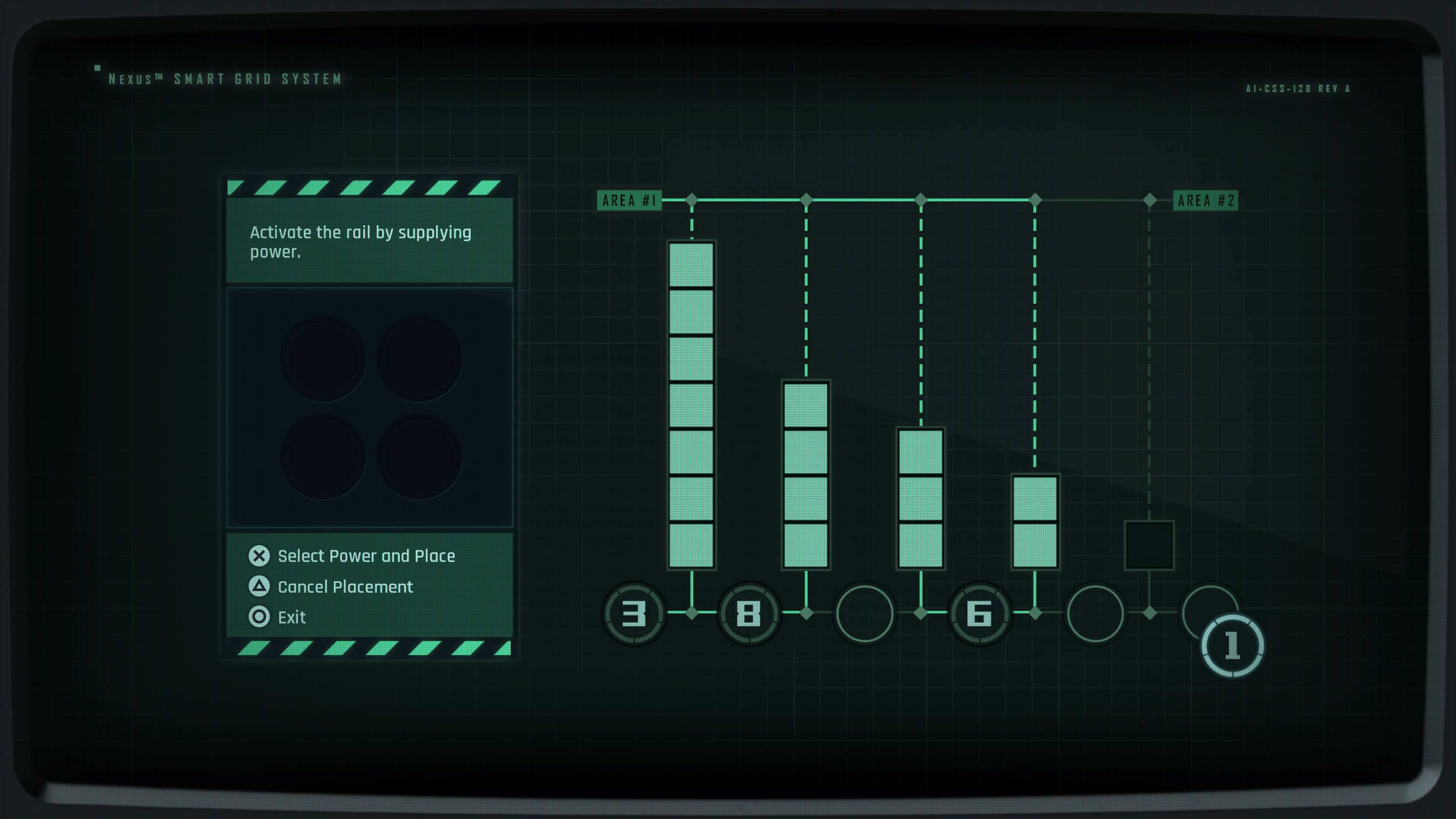 Stellar blade monorail puzzle solution - the puzzle as shown in game, displaying bars and numbers you need to level out.