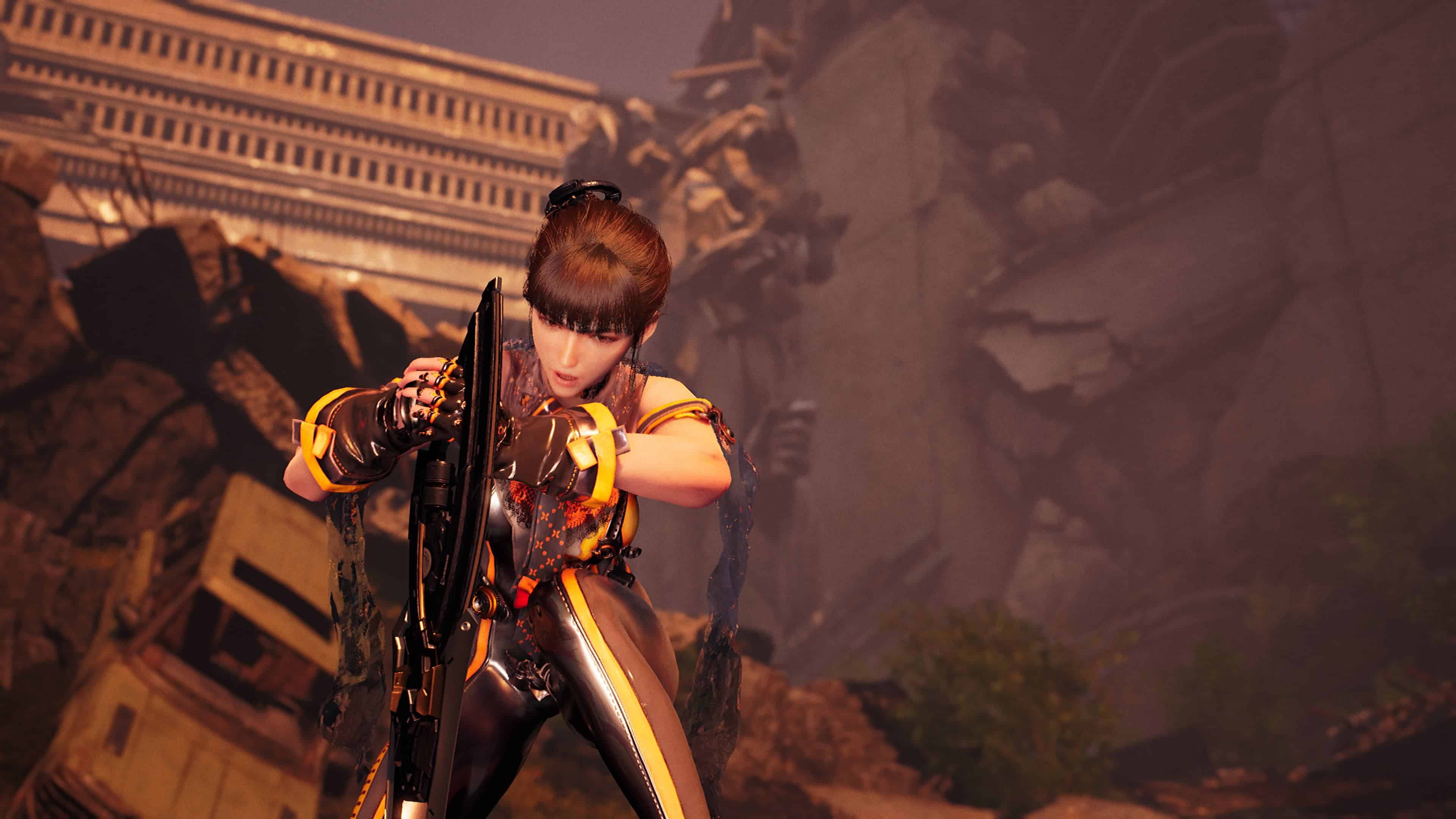 Stellar Blade - EVE poses after an attack.