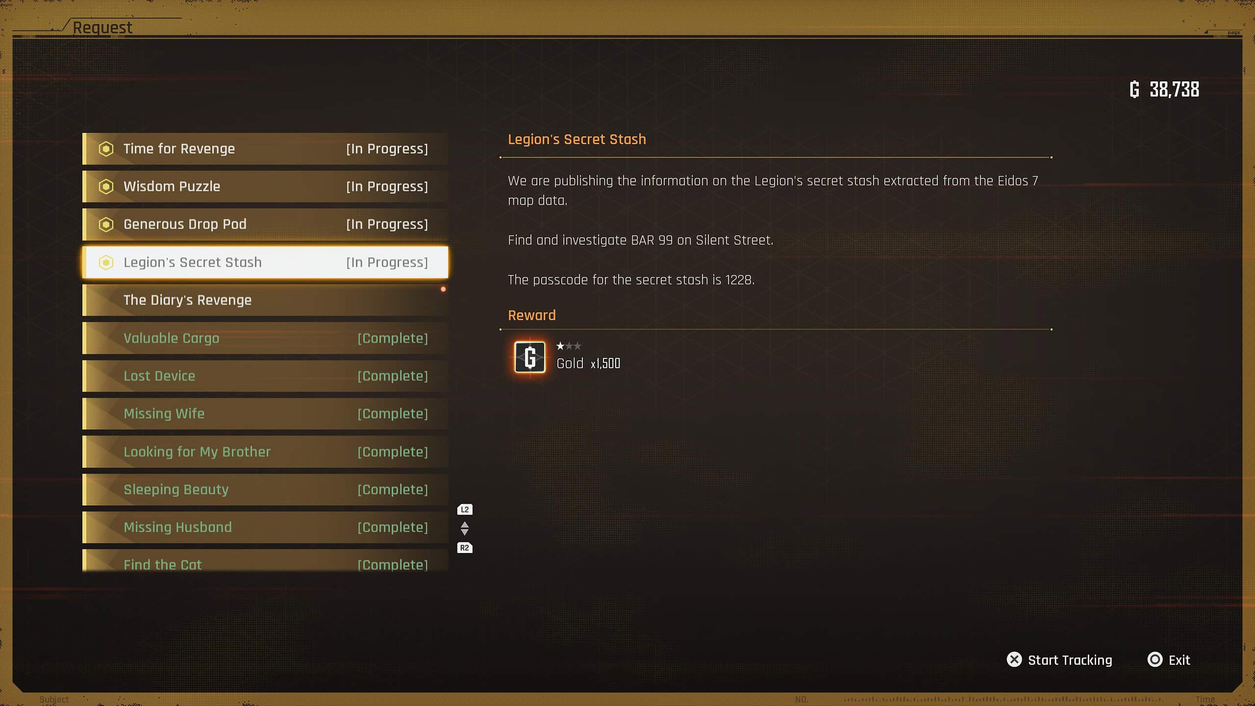Stellar Blade locked bar 99 chest - the mission board in the game showing a quest.