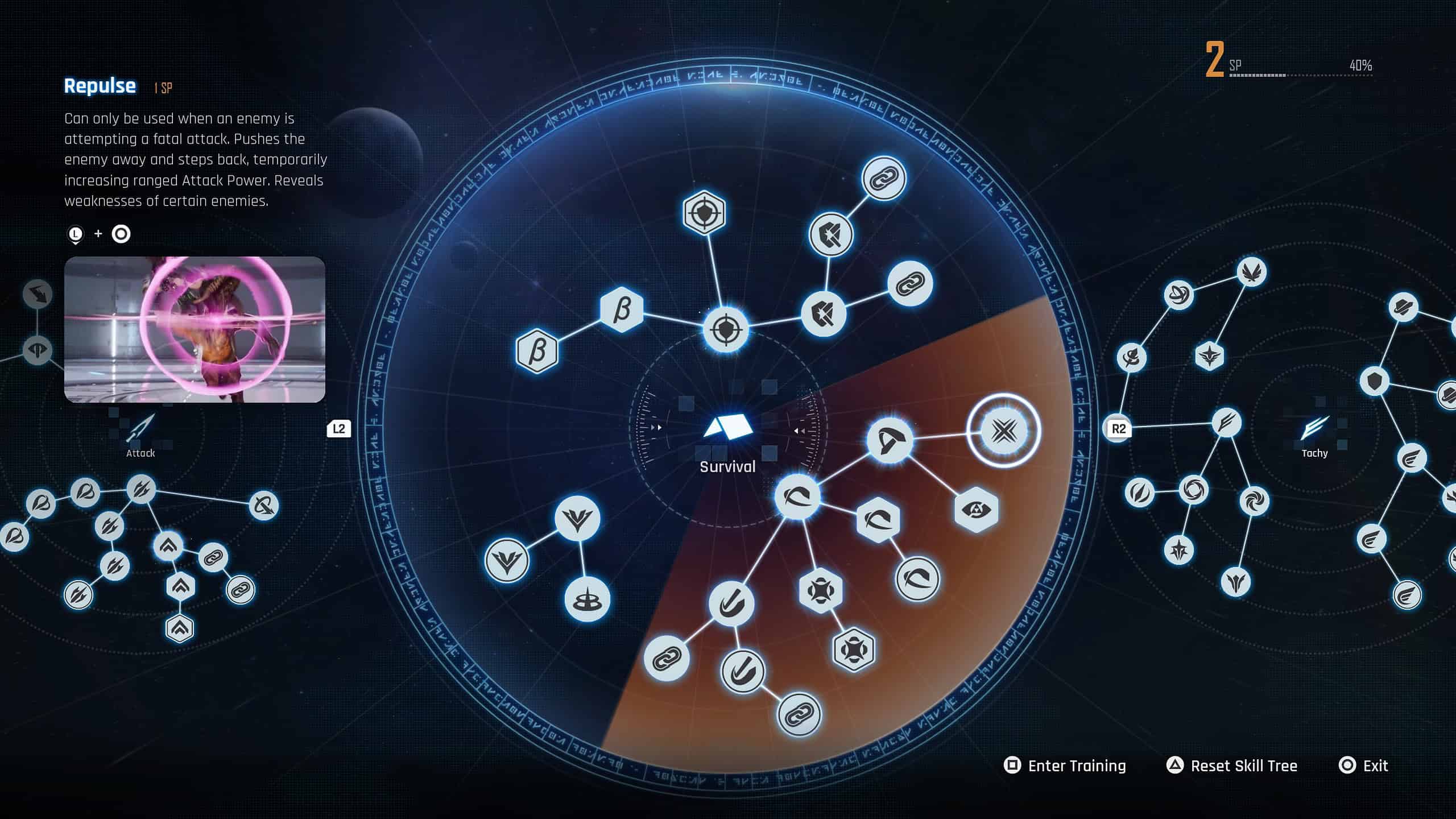 Stellar Blade best skills - the Repulse skill highlighted in the menu