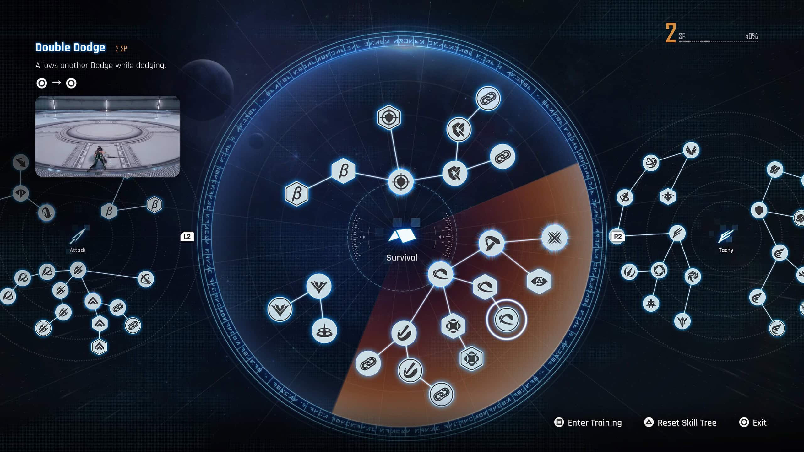 Stellar Blade best abilities - the Double Dodge skill highlighted in the menu