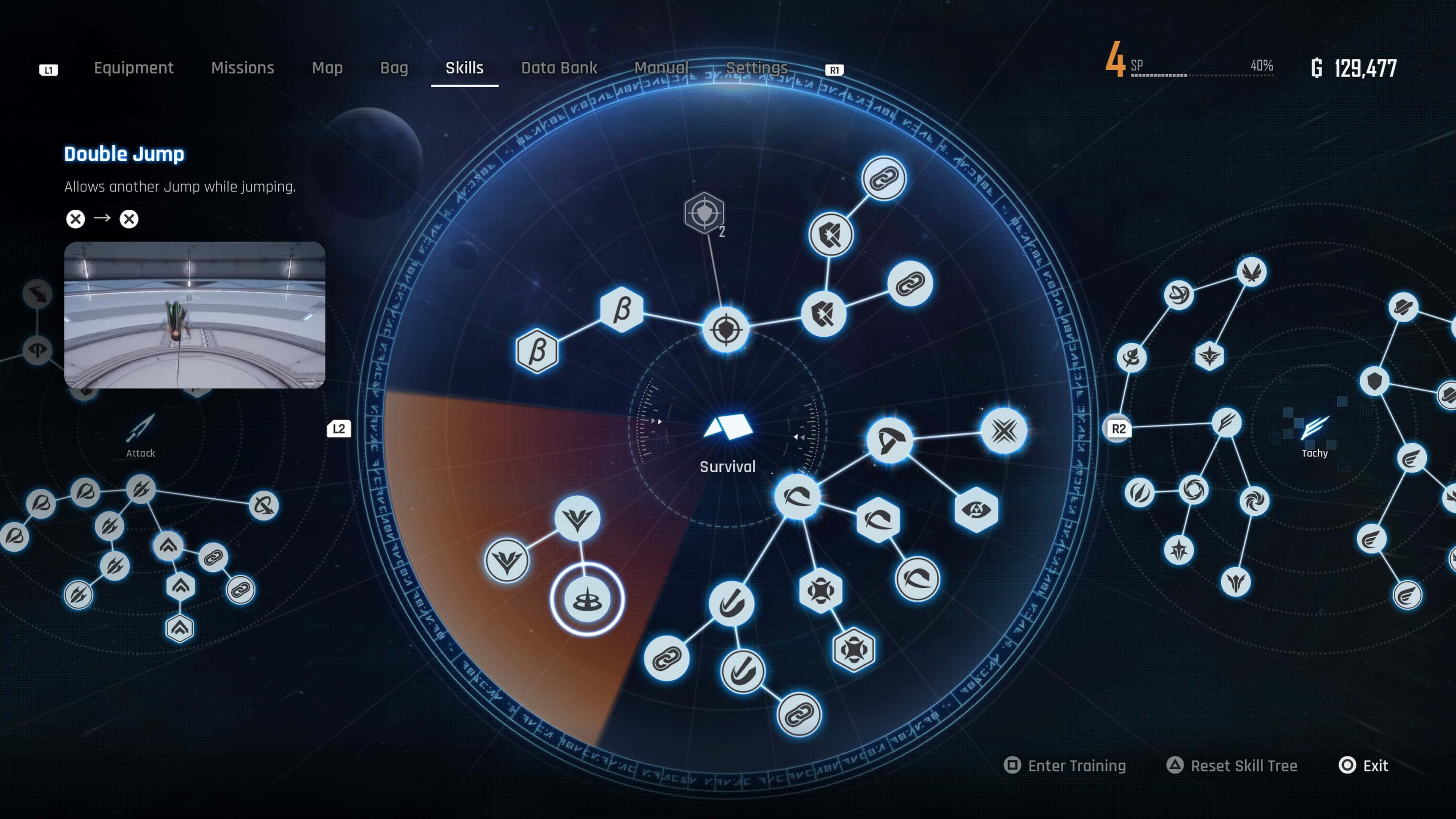 Stellar blade how to unlock double jump - the skill tree showing double jump