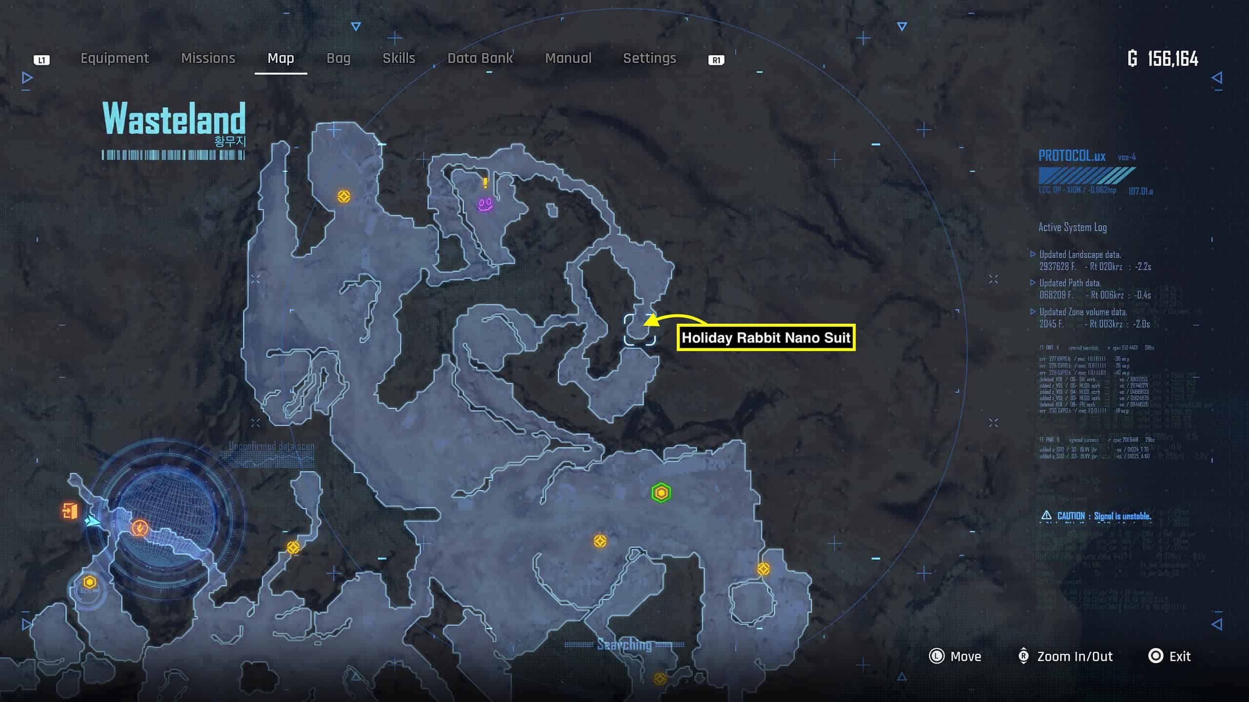 stellar blade holiday rabbit - in-game map location showing where to find the bunny suit.