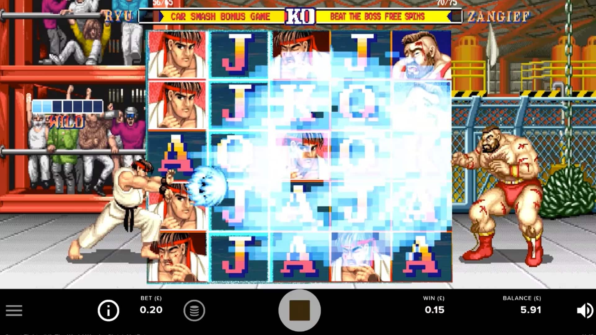 Street Fighter II slot machine gameplay