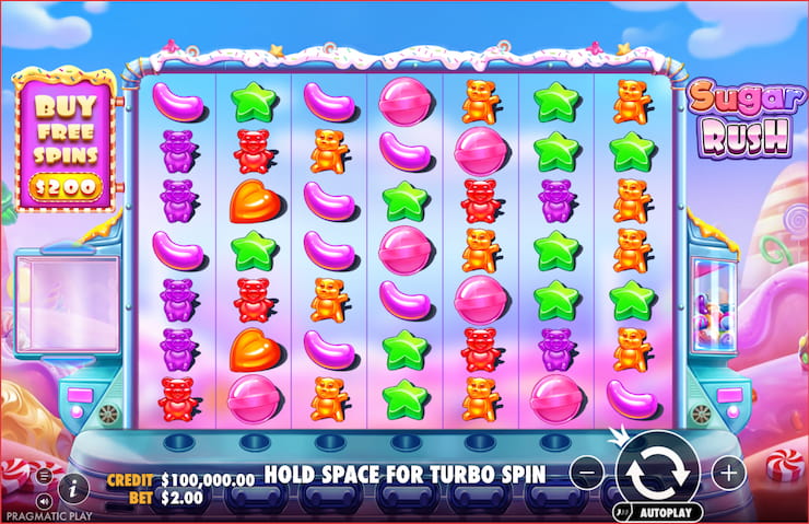 A depiction of Sugar Rush Slot from Pragmatic Play, one of the top 10 online pokies available to Aussie players. 