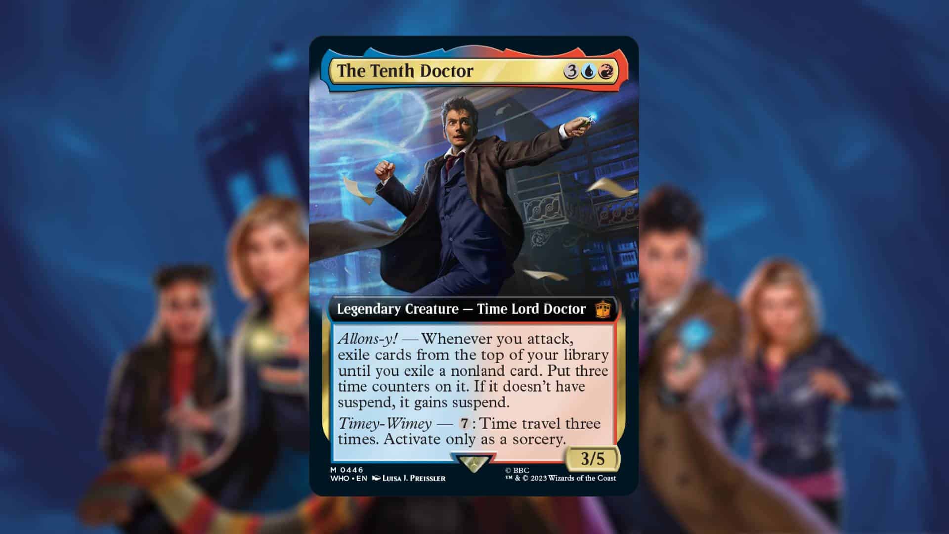 Picture of the The Tenth Doctor MTG card juxtaposed over a painted splash image.