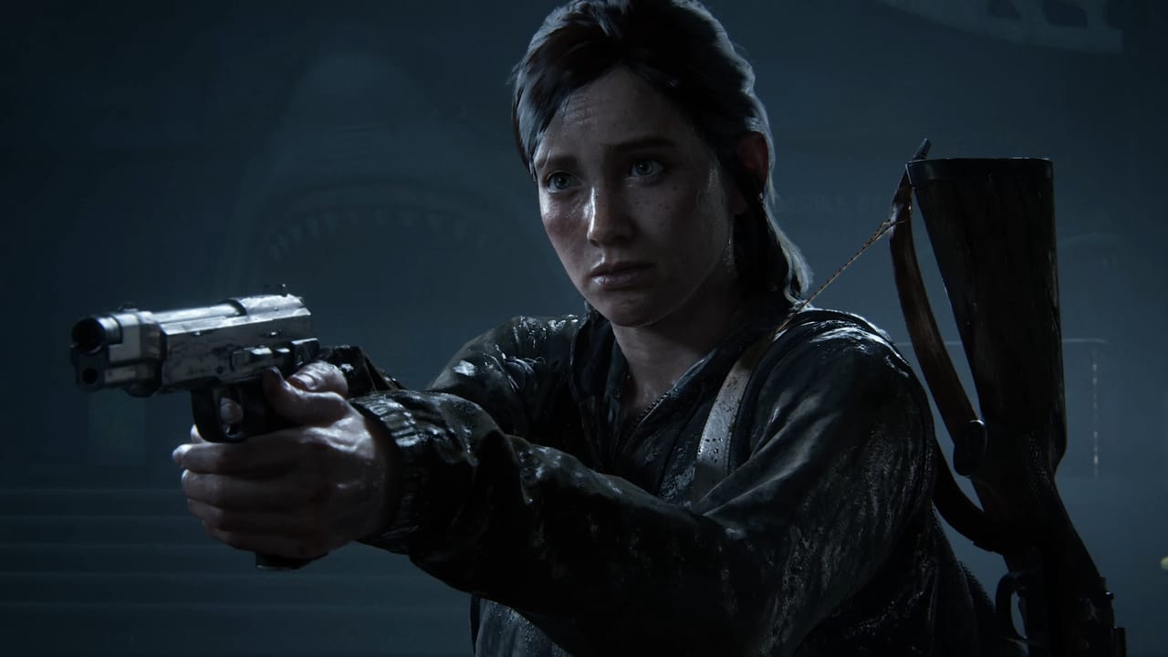 The Last of Us Part 2 No Return characters: Ellie holding up a pistol.