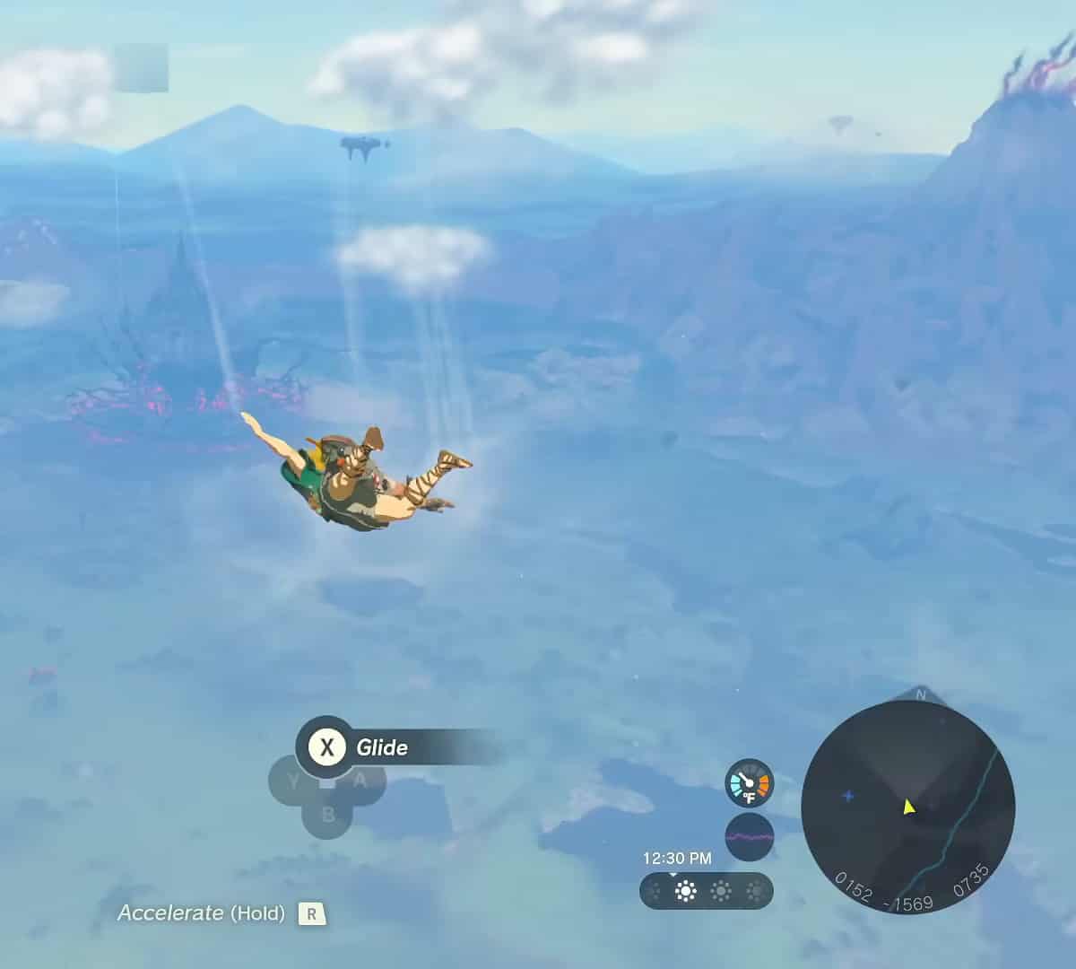 Link falling from the sky in Tears of the Kingdom