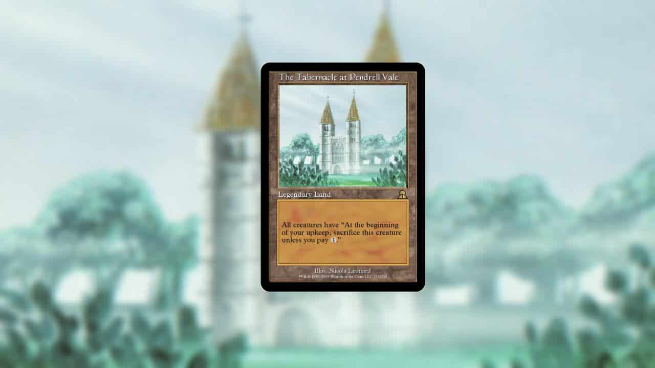 MTG expensive cards - An image of the Tabernacle at Pendrell Vale card in MTG. Image captured by VideoGamer.