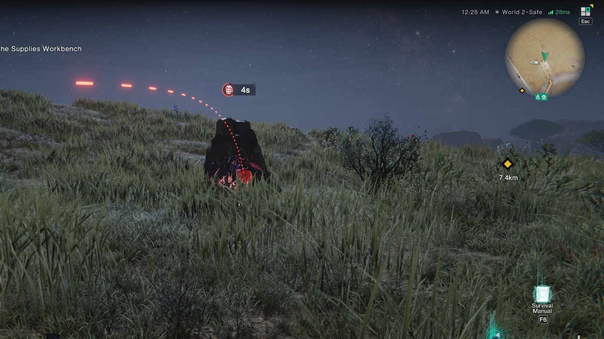 tactical sr mag: Picture of a player throwing a grenade at a strange rock.