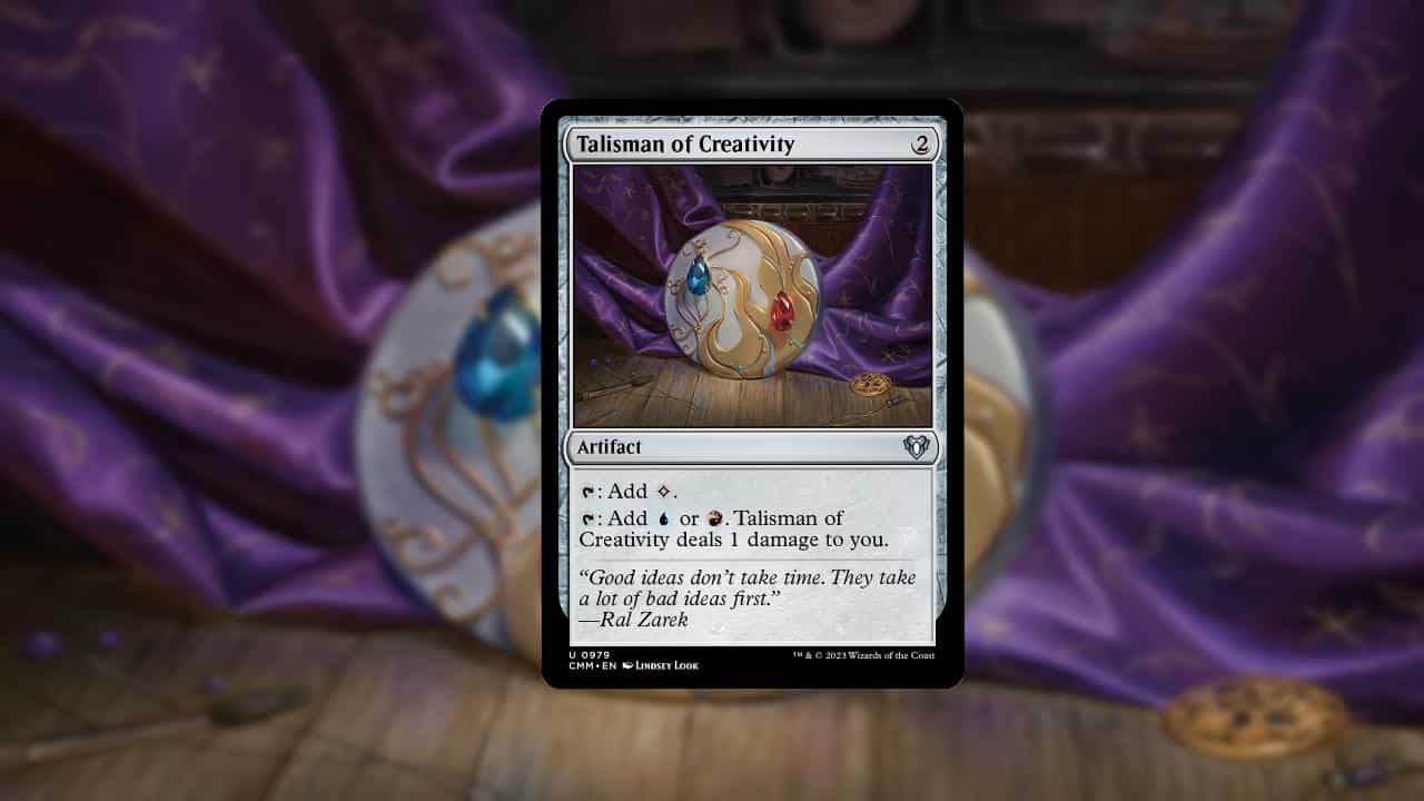 A purple cloth rests beneath a card on the table, highlighting its presence as one of the best Mana rocks available.