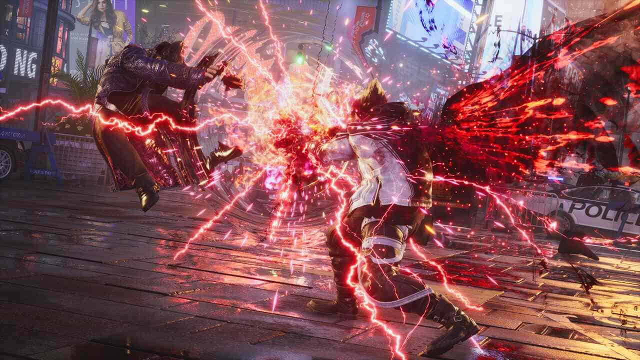 Tekken 8 Preview: Jin hitting Kazuya with red electricity emanating from the centre