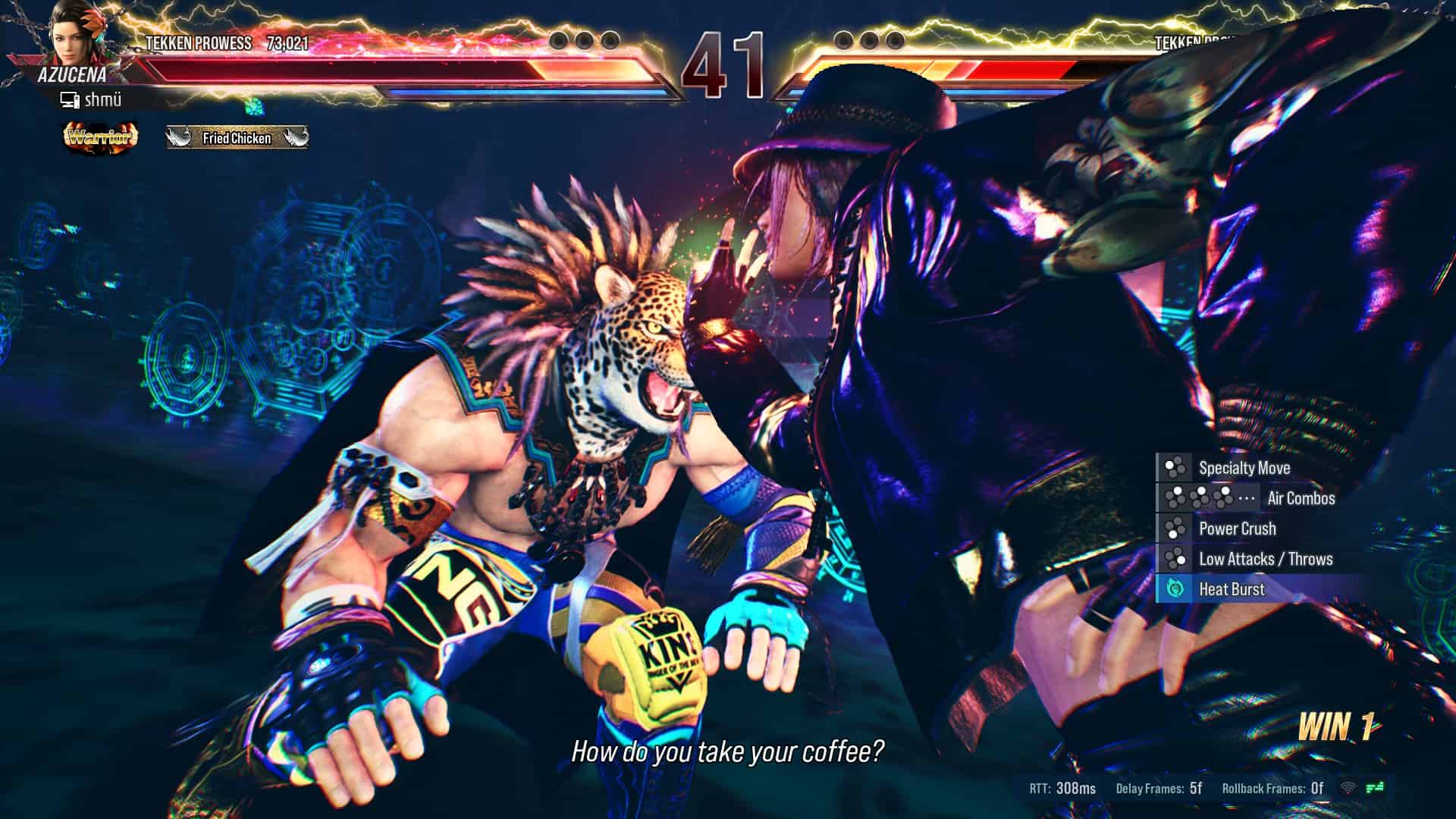 Tekken 8 Review: Azucena using her Rage Art against a King player.
