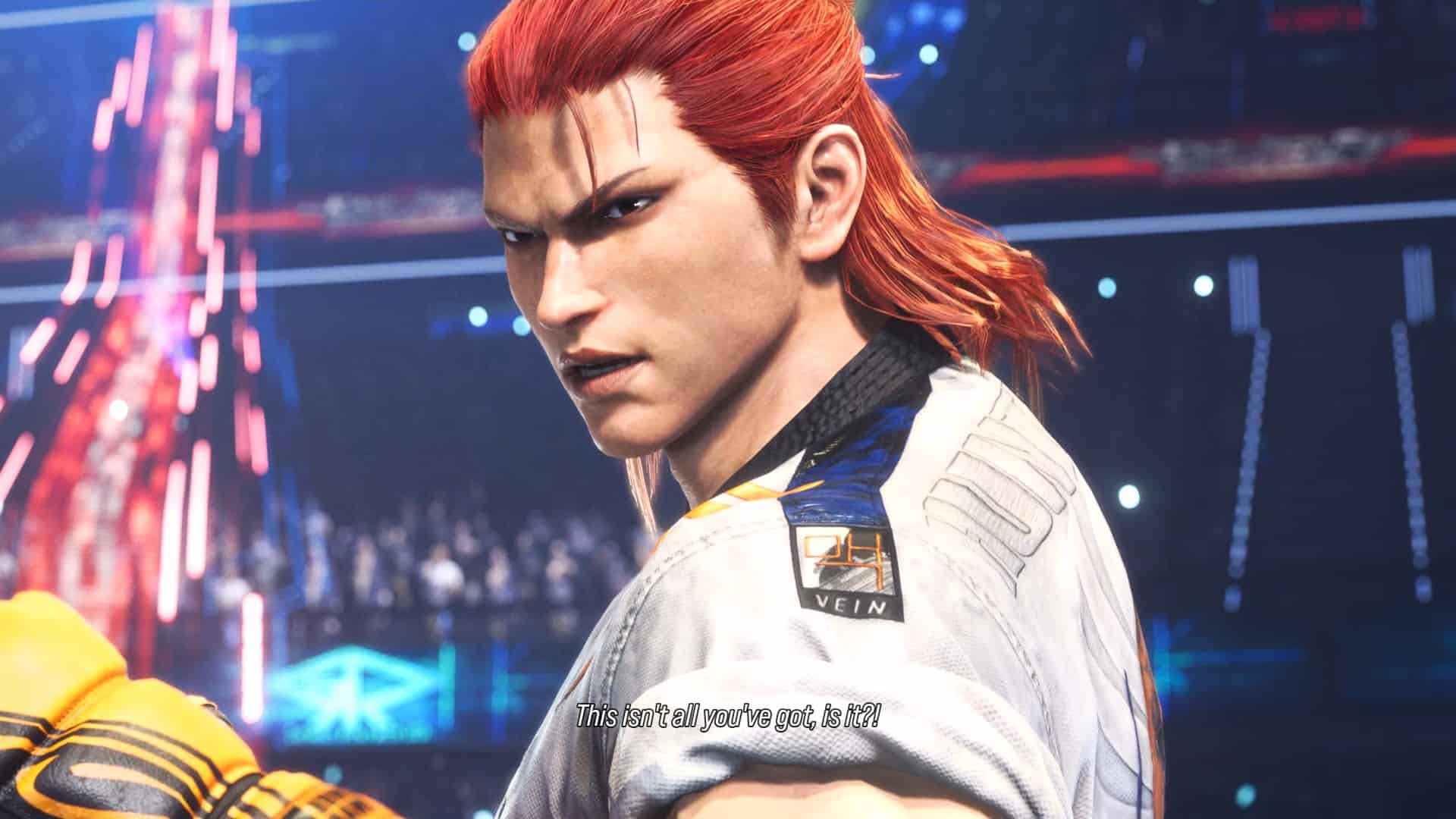 Tekken 8 Review: A close-up of Hwoarang on the Arena stage.