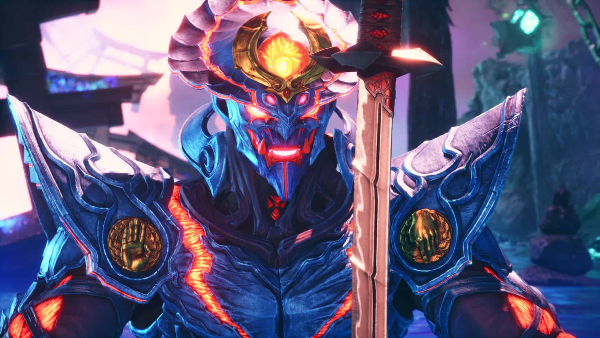 Tekken 8 Review: Yoshimitsu sitting with his sword in front of him on the Into the Subconscious stage.