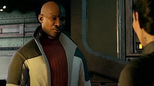 The Expanse A Telltale Series trophies and achievements list: A bald character confronts another character in-game.