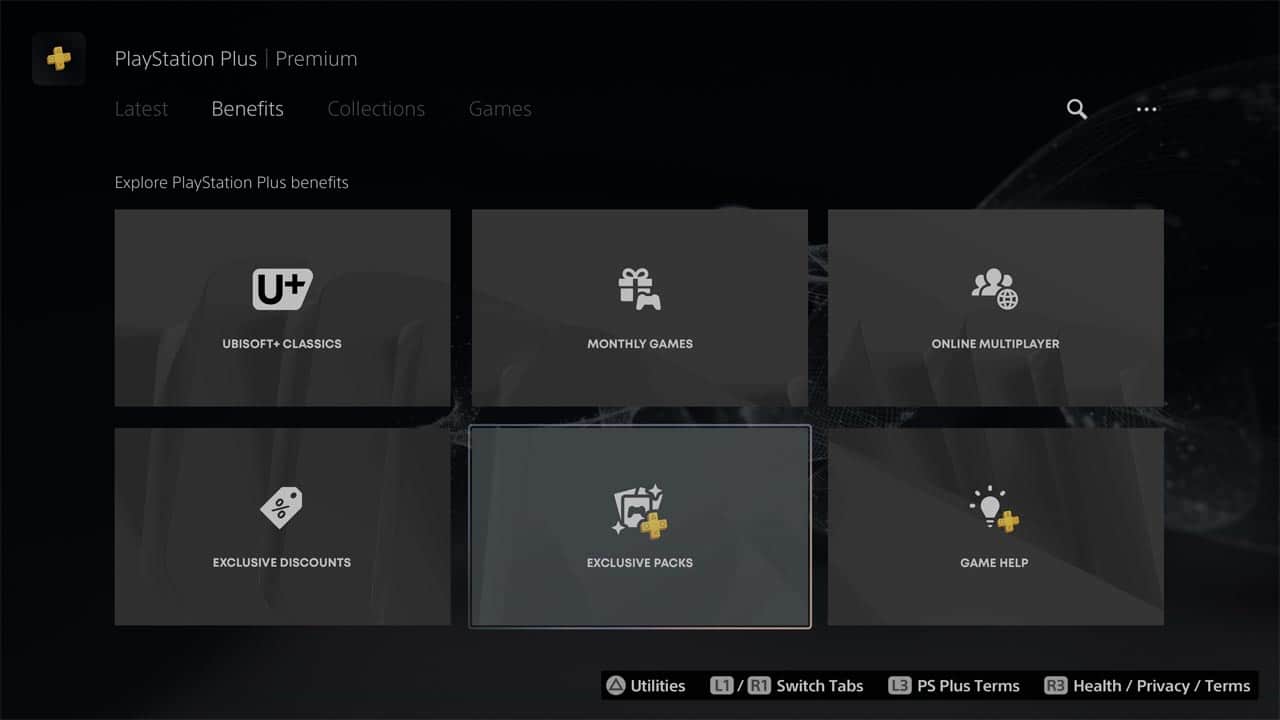 A screen shot of a ps4 displaying different icons, including the Finals PS Plus pack and the free VOLPE Immersion Bundle.