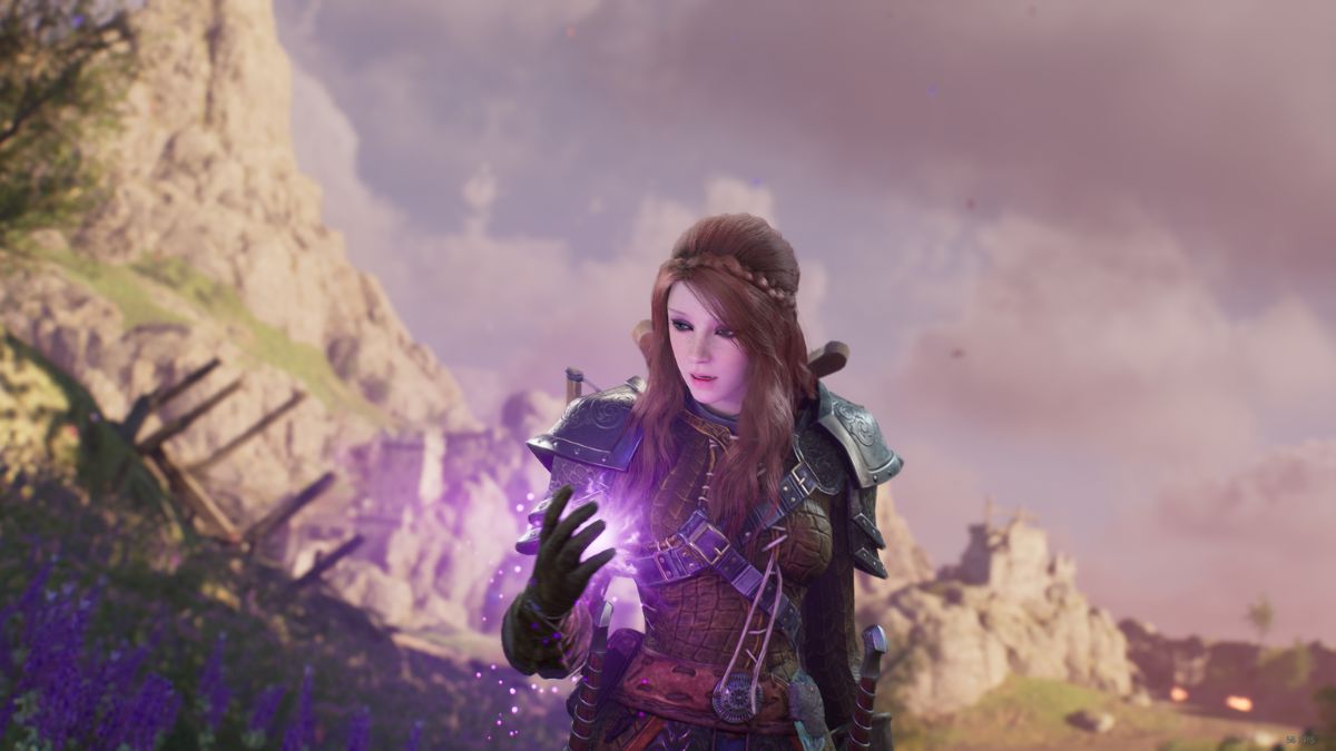 Throne and Liberty Dagger Build: Female character holding mana on battlefield.