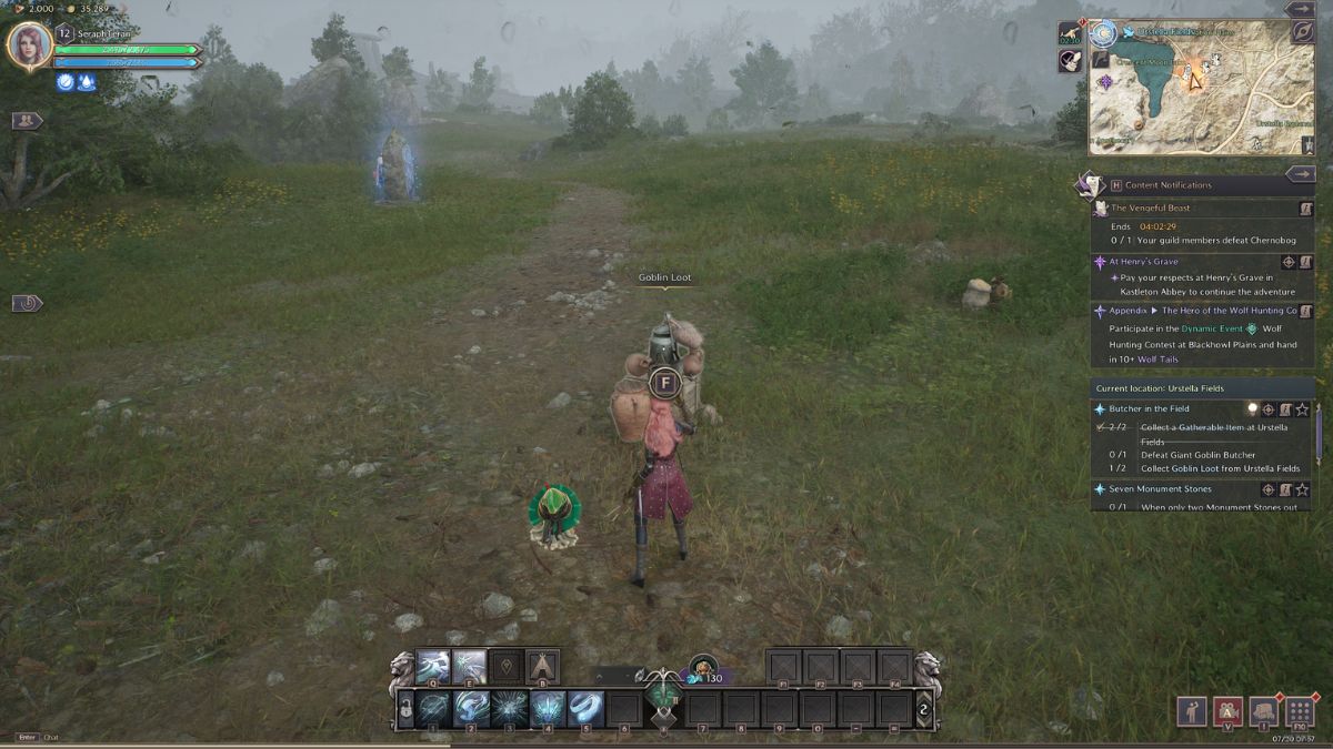 Throne and Liberty Goblin Butcher: Player collecting Goblin Loot. 