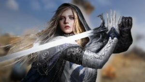 Greatsword-Thone-and-Liberty: a picture of a fantasy female warrior in chain and plate armour.