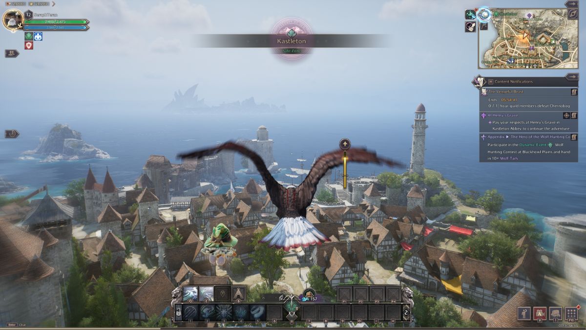 Throne and Liberty Shapeshift: Player flying in eagle form.