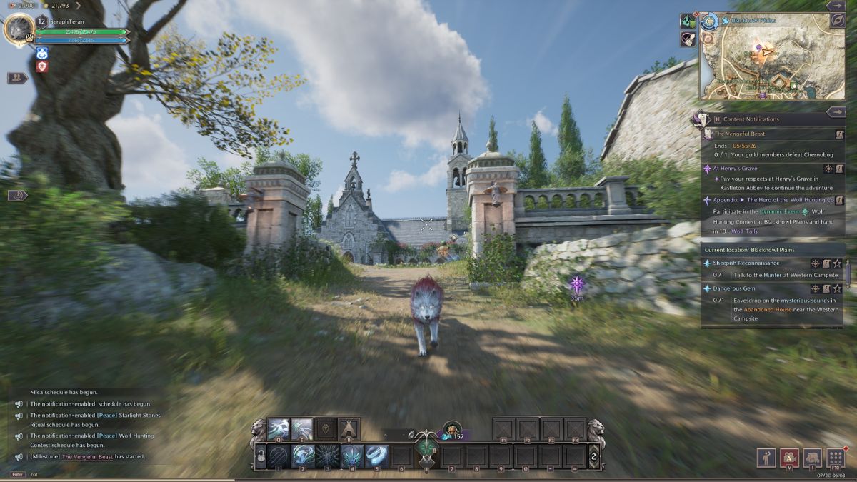 Throne and Liberty Shapeshift: Player running in wolf form
