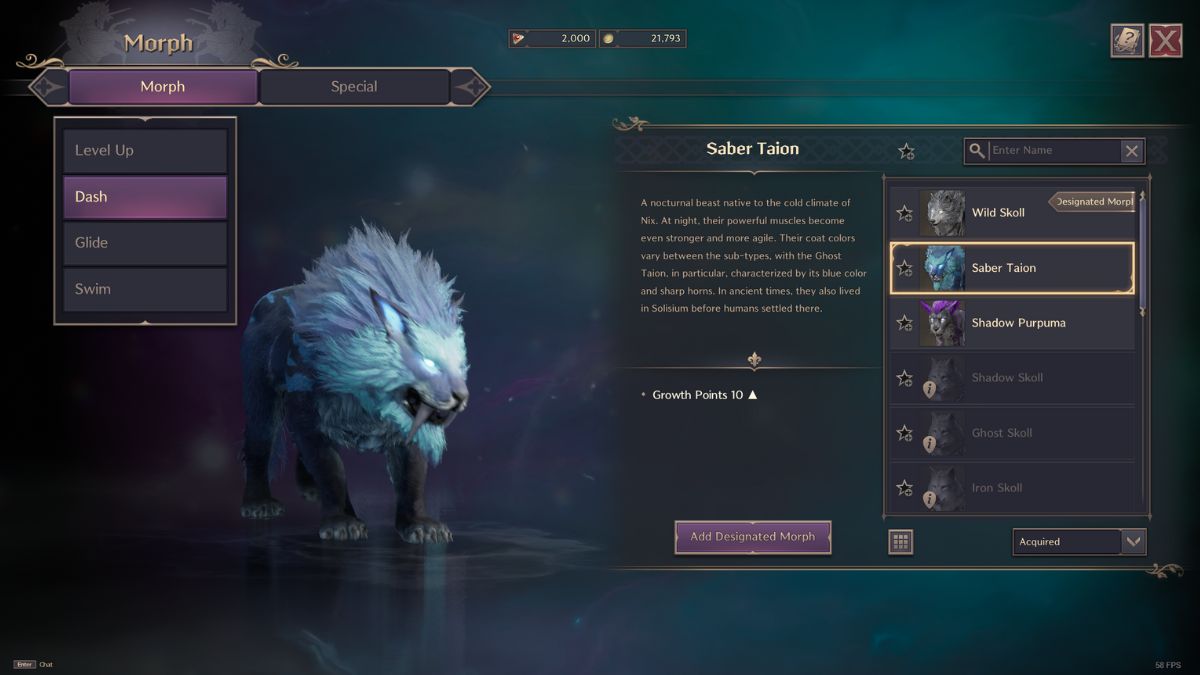 Throne and Liberty Shapeshift: Player choosing new shapeshifting skin.