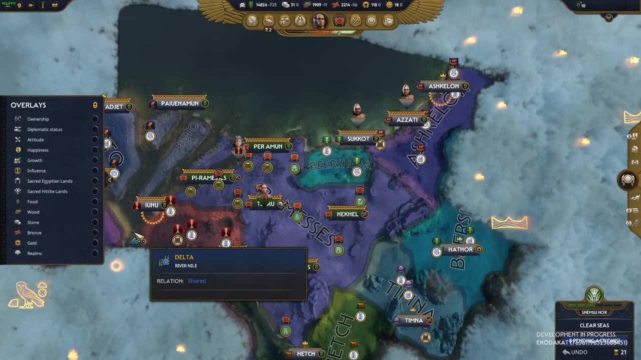 Total War Pharaoh preview: world map.