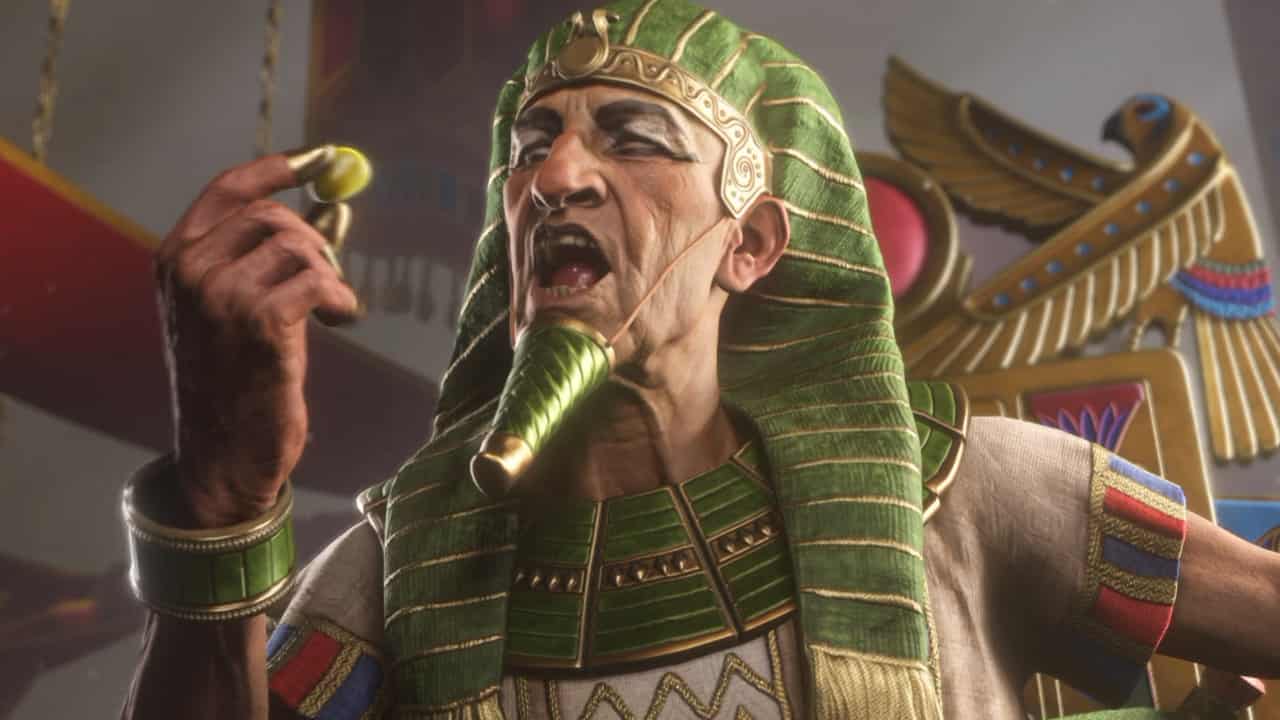 Total War Pharaoh preview: Pharaoh eating an olive.