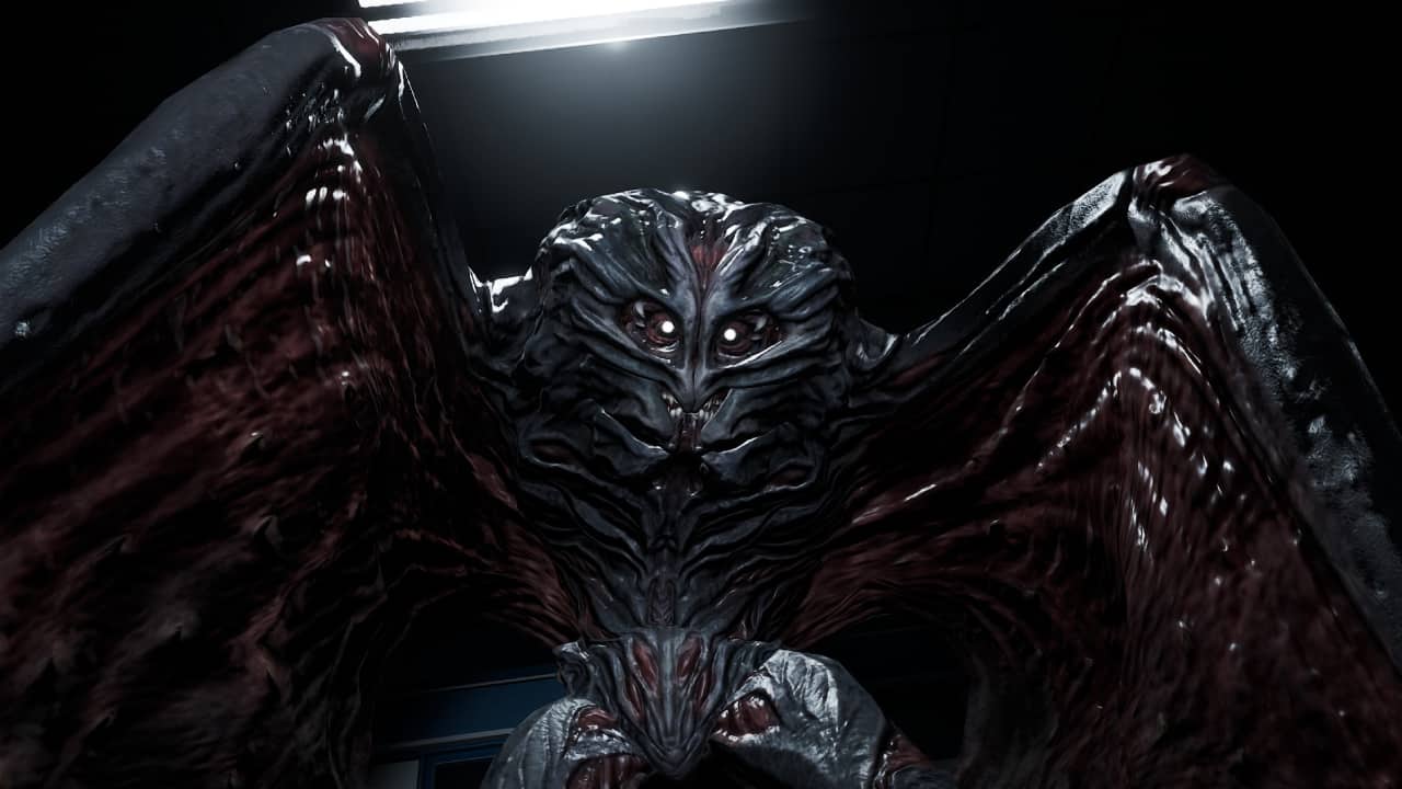 Trepang2 bosses list: Mothman looms large over Subject 106, preparing to strike.